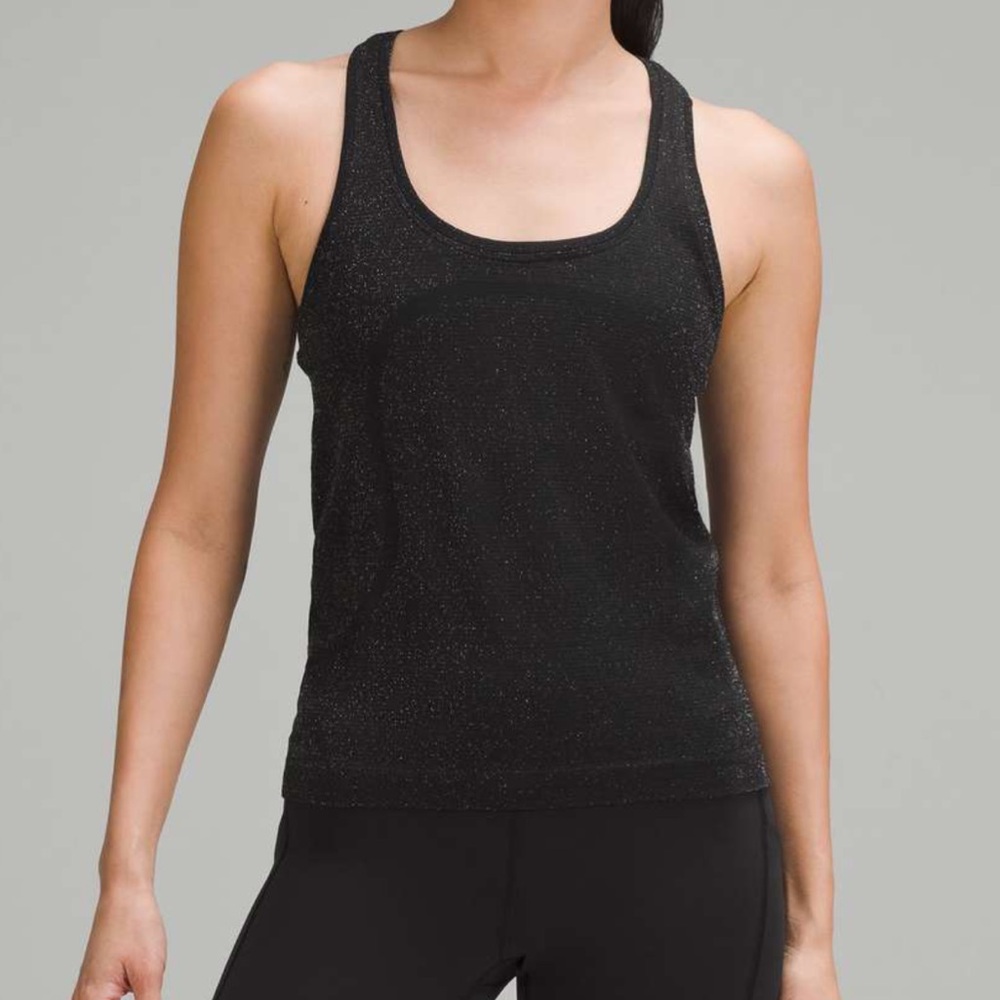 lululemon Swiftly Tech Racerback Tank Top 2.0 Race Length Black Sparkle Size 6